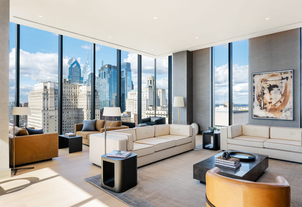 Resident Lounge Overlooking Center City Skyline