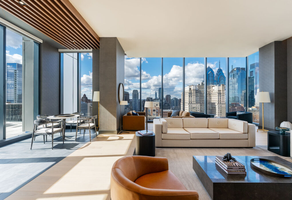 Resident Lounge Overlooking Center City Skyline